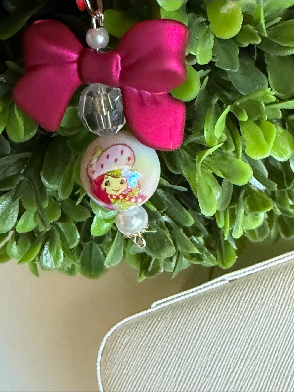 Strawberry shortcake  Pink Bow Charm Pendant for Kids